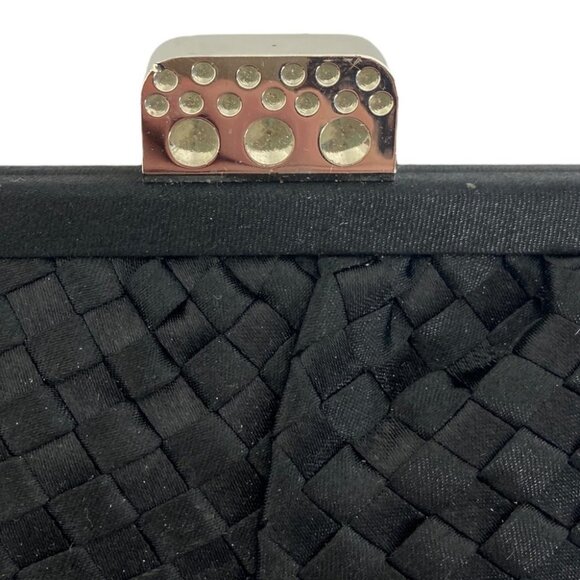 JESSICA McClintock Gunne Sax Vintage Black Clutch Purse Handbag Jewel Closure - Picture 5 of 12